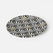 アールデコファンパターン – 白と黒 ペーパープレート (アングル)