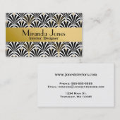 アールデコファンパターン-白の黒 名刺 (正面/裏面)