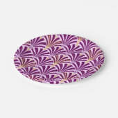 アールデコファンパターン – 紫と蘭 ペーパープレート (アングル)