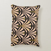 アールデコファンパターン-黒のモモ アクセントクッション (裏面(縦))