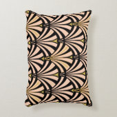 アールデコファンパターン-黒のモモ アクセントクッション (正面(垂直))