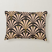 アールデコファンパターン-黒のモモ アクセントクッション (裏面)