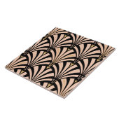 アールデコファンパターン-黒のモモ タイル (側面)