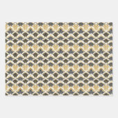 アールデコファンパターン(黒)、金ゴールド(白) ラッピングペーパーシート (正面2)