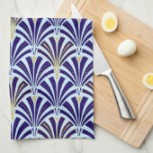 アールデコファンパターン – cobaltとsky blue キッチンタオル (四つ折り)