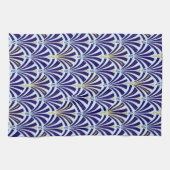 アールデコファンパターン – cobaltとsky blue キッチンタオル (横)
