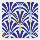 アールデコファンパターン – cobaltとsky blue スクエアシール (正面)