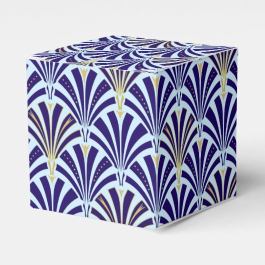 アールデコファンパターン – cobaltとsky blue フェイバーボックス (正面サイド)