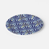 アールデコファンパターン – cobaltとsky blue ペーパープレート (アングル)