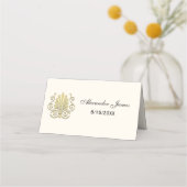 アールデコファンフェザーエスコートカードプレイス金ゴールドアイボリー プレイスカード (正面)