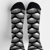 アールデコファンホワイトパターンブラック ソックス (上部)