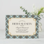 アールデコファンリタイアメントパーティースカイブルー 招待状 (スタンド正面)