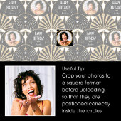 アールデコファン誕生日フェイクグリッターフォトブラック ラージペーパーバッグ