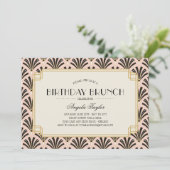 アールデコファン誕生日ブランチ赤面ピンク 招待状 (スタンド正面)