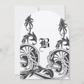 アールデコフィリーエステティックフローラス結婚クロール 招待状 (裏面)