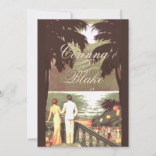 アールデコフェイクベルムメタリックシャンパ結婚ーニュ 招待状 (裏面)