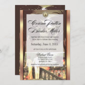 アールデコフェイクベルムメタリックシャンパ結婚ーニュ 招待状 (正面/裏面)