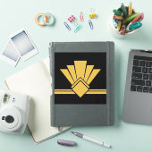 アールデコフェイク金ゴールドファンブラックパネルとスティックタイル シール (iPadカバー)