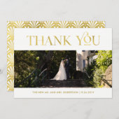 アールデコフェイク金ゴールド | 写真ありがとう サンキューカード (正面/裏面)