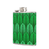 アールデコフェザーパターン、エメラルドグリーン フラスク (左)