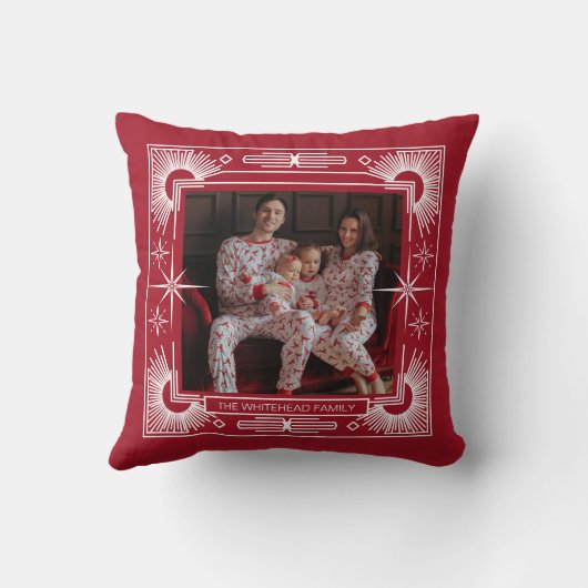 アールデコフォトクリスマススターホリデーレッド クッション (裏面)
