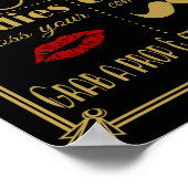 アールデコフォトブースプリントブラックと金ゴールド ポスター (角)