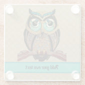 アールデコフクロウと金ゴールド/ターコイズビーズ、独自の文字 ガラスコースター (裏面)