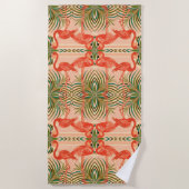 アールデコフラミンゴビーチタオル ビーチタオル (正面)