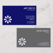 アールデコフラワーシンボル – ネイビーブルー 名刺 (正面/裏面)