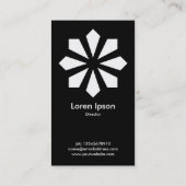 アールデコフラワースター – 白いフロント、黒いバック 名刺 (裏面)
