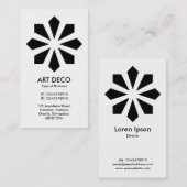 アールデコフラワースター – 黒オンホワイト 名刺 (正面/裏面)