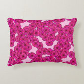 アールデコフラワーパターン – マゼンタ，ピンク アクセントクッション (正面)