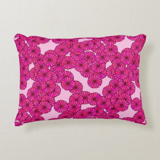 アールデコフラワーパターン – マゼンタ,ピンク アクセントクッション (正面)