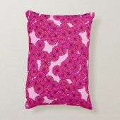 アールデコフラワーパターン – マゼンタ，ピンク アクセントクッション (裏面(縦))