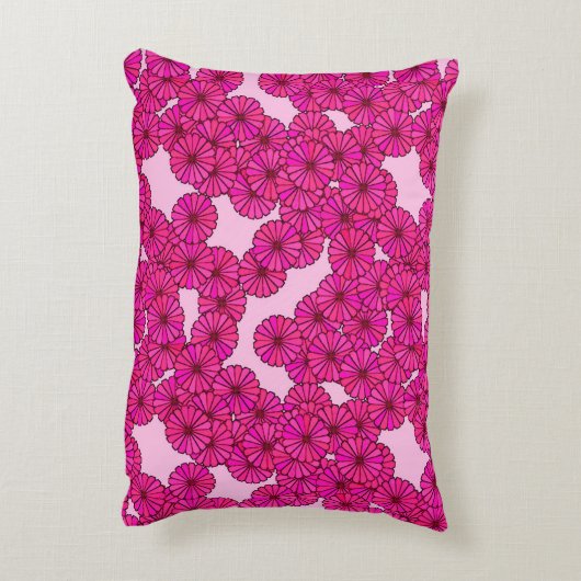 アールデコフラワーパターン – マゼンタ,ピンク アクセントクッション (裏面(縦))