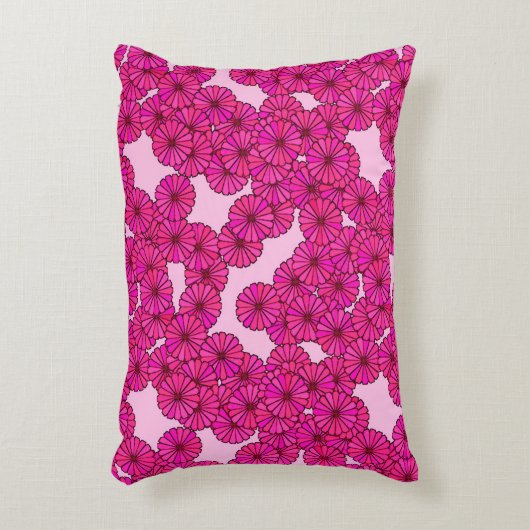 アールデコフラワーパターン – マゼンタ,ピンク アクセントクッション (正面(垂直))
