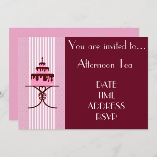 アールデコフランスのアフタヌーンハイティーパーティー 招待状 (正面/裏面)