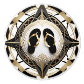 アールデコフリップフロップシューズ白黒金ゴールド セラミックノブ (正面)