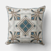 アールデコフルーアデリスブルーとホワイト クッション (正面)