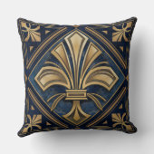 アールデコフルーアデリスブルーと金ゴールド クッション (裏面)