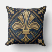 アールデコフルーアデリスブルーと金ゴールド クッション (正面)