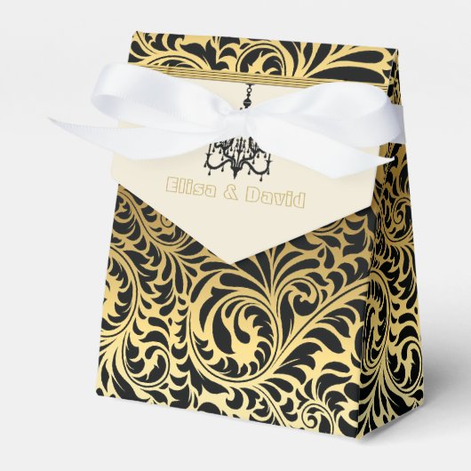 アールデコフレームとシャンデリア黒,金ゴールド結婚ズ フェイバーボックス (正面サイド)