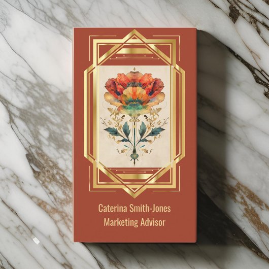 アールデコフレームのポピーエレガントヴィンテージ 名刺