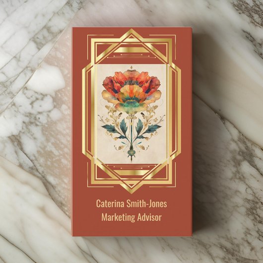アールデコフレームのポピーエレガントヴィンテージ 名刺