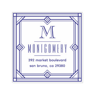 アールデコフレームモノグラムファミリ名差出人住所 セルフインキングスタンプ