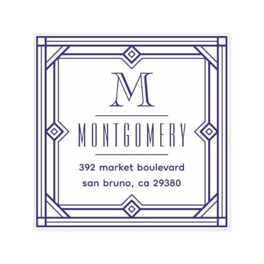 アールデコフレームモノグラムファミリ名差出人住所 セルフインキングスタンプ (デザイン)