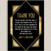 アールデコフレーム写真ブラック金ゴールド結婚の感謝 サンキューカード
