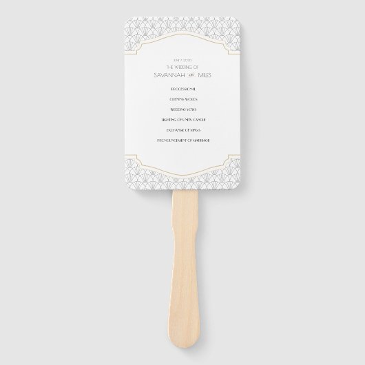 アールデコフレーム結婚式プログラム ハンドファン (正面)