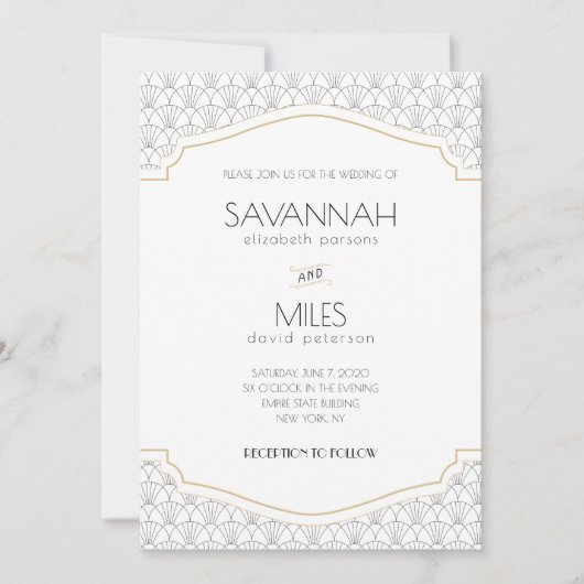 アールデコフレーム結婚式招待状 招待状 (正面)