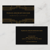 アールデコフレーム金ゴールドカスタムカラー黒 名刺 (正面/裏面)